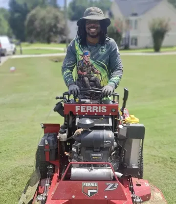 Joseph, founder of Page One Playbook, on his stand-on mower